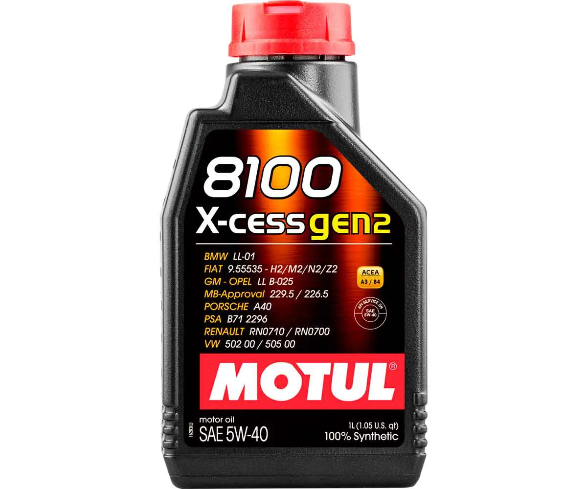 ÓLEO LUBRIFICANTE MOTOR 5W40 SINTÉTICO MOTUL 8100 X-CESSGEN2 ACEA A3/B4